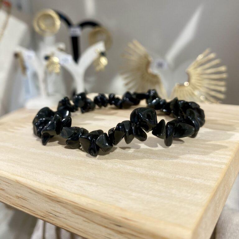 Bracelet lithothérapie agate noire
