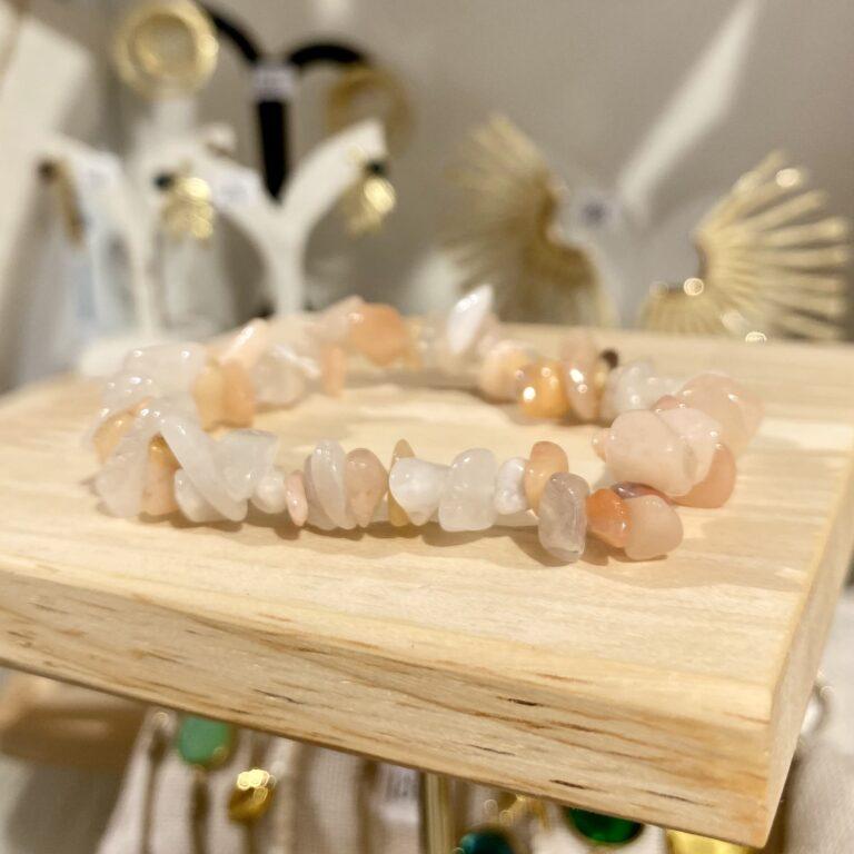 Bracelet lithothérapie agate orange pêche