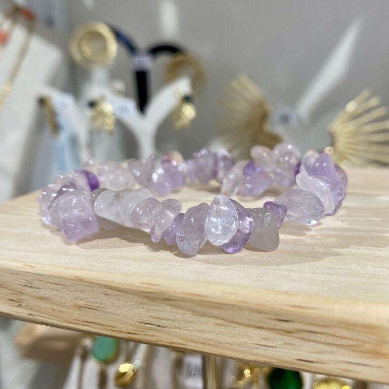 Bracelet lithothérapie amethyste naturelle