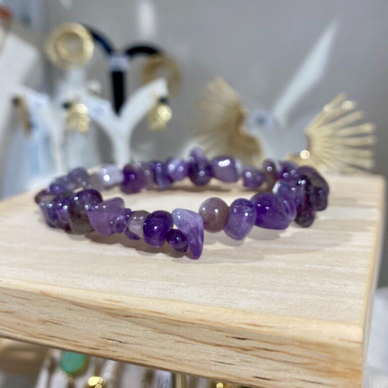 Bracelet lithothérapie amethyste naturelle