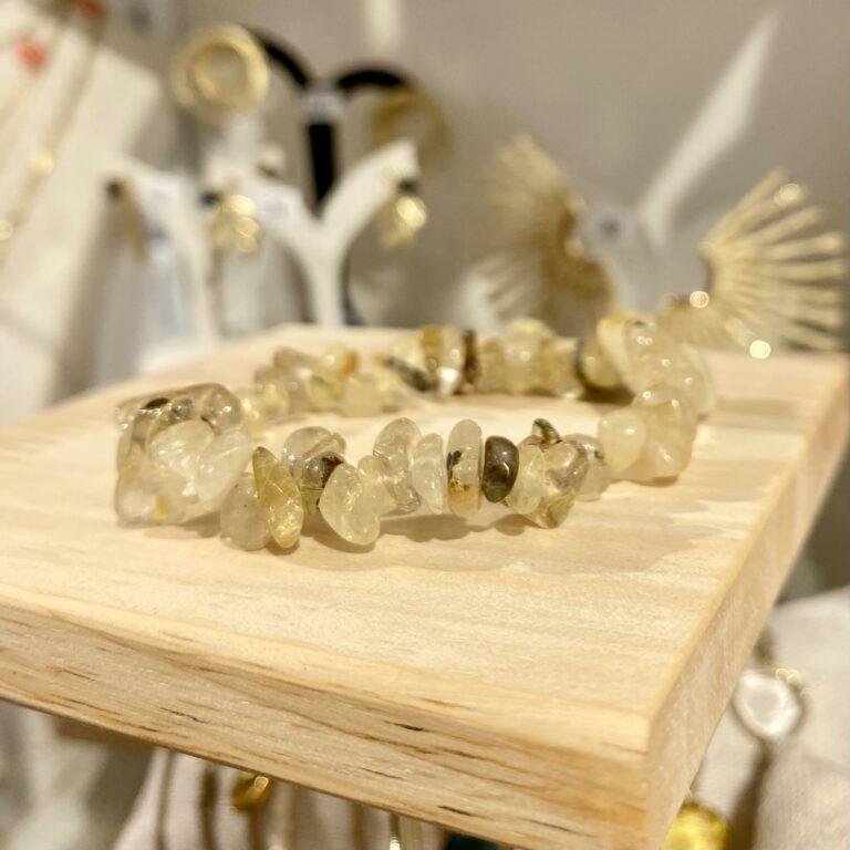 Bracelet lithothérapie citrine grisée naturelle