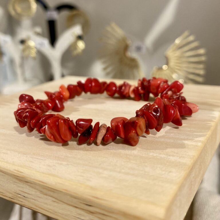 Bracelet lithothérapie corail rouge naturel