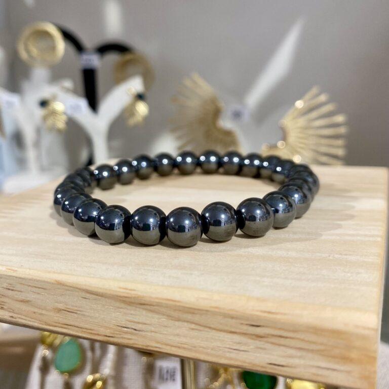 Bracelet lithothérapie hématite polie naturelle