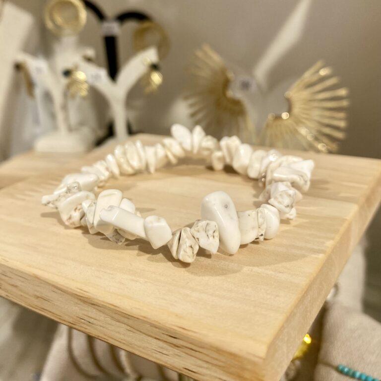 Bracelet lithothérapie jaspe blanc naturel