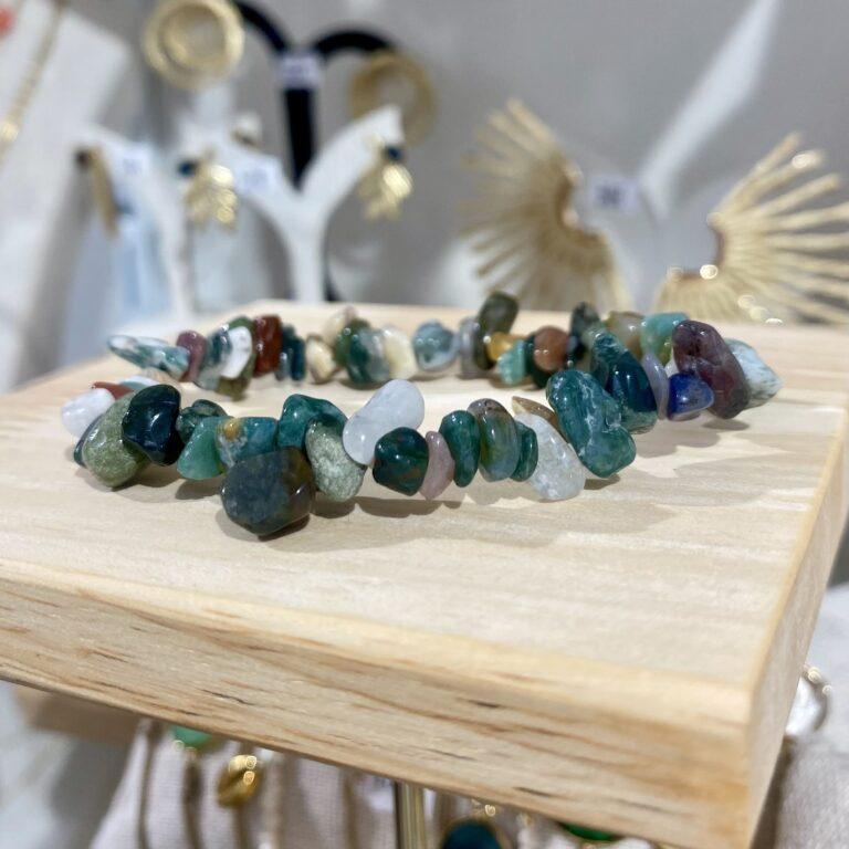 Bracelet lithothérapie pierre jaspe vert naturelle