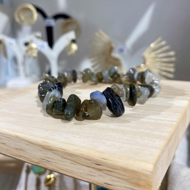Bracelet lithothérapie pierres labradorite naturelles