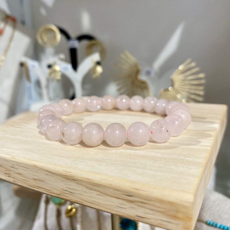 Bracelet lithothérapie quartz rose naturel