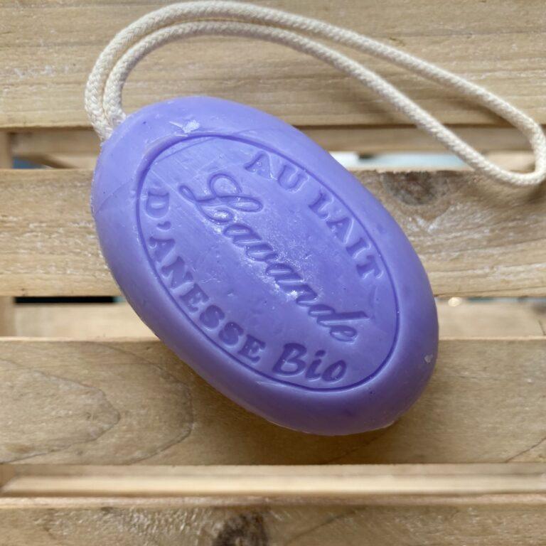 Savon à corde au lait d'ânesse biologique à la lavande