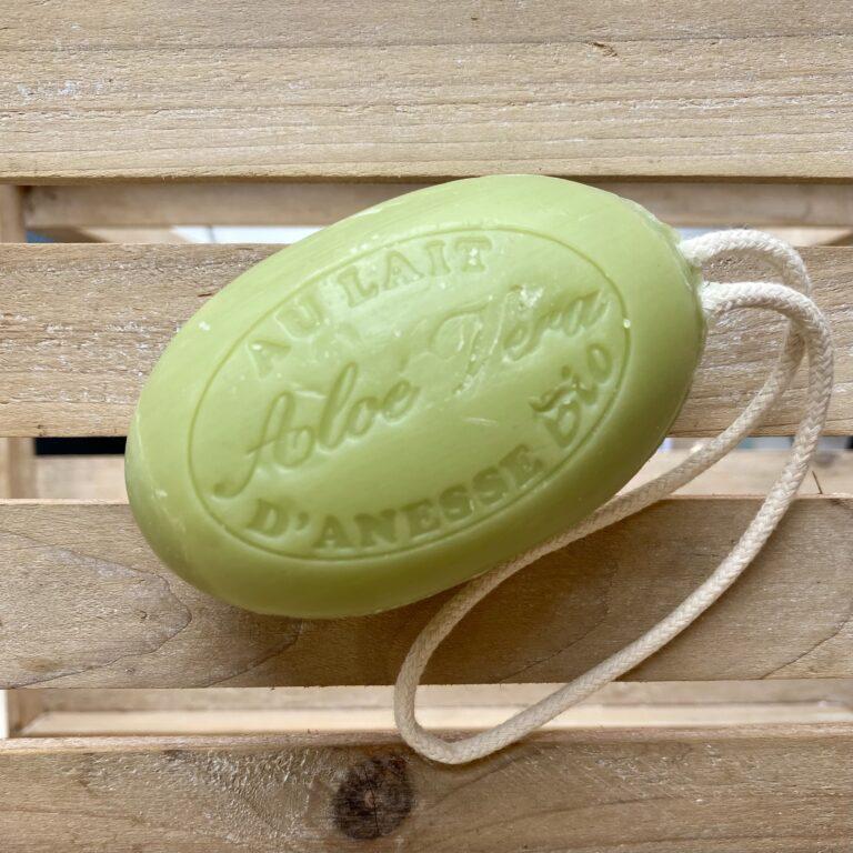 Savon à corde au lait d'ânesse biologique à l'aloe vera