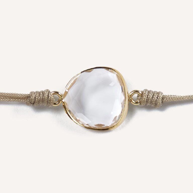 Bracelet macramé et cristal transparent